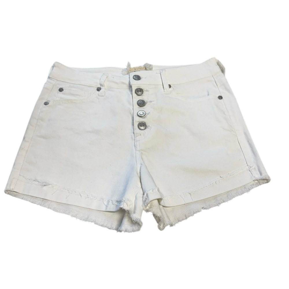 Altar’d State Women’s White Denim Button Fly Cuffed Shorts Size 27/5